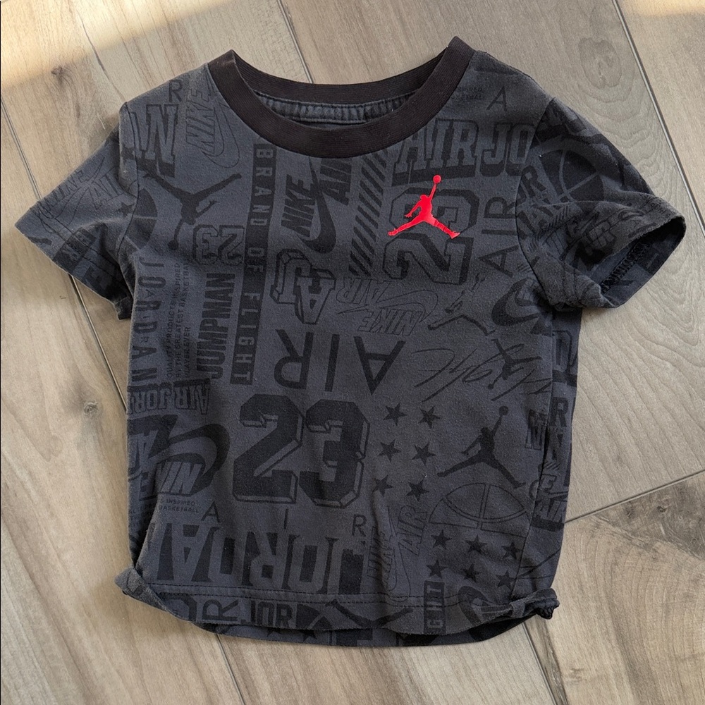 Jordan Kids Black Tee with Red Logo